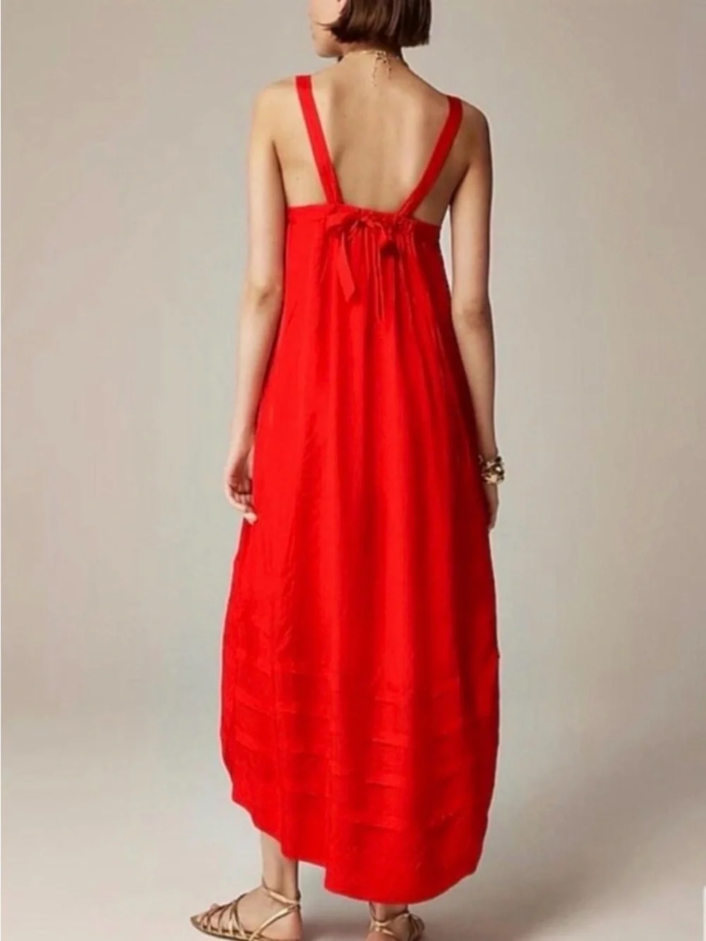 J. Crew Pintuck Red Midi Dress in Drapey Organza - Like New (Small)